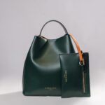 Doro Bucket Bag - (Emerald Green + Orange Trim)